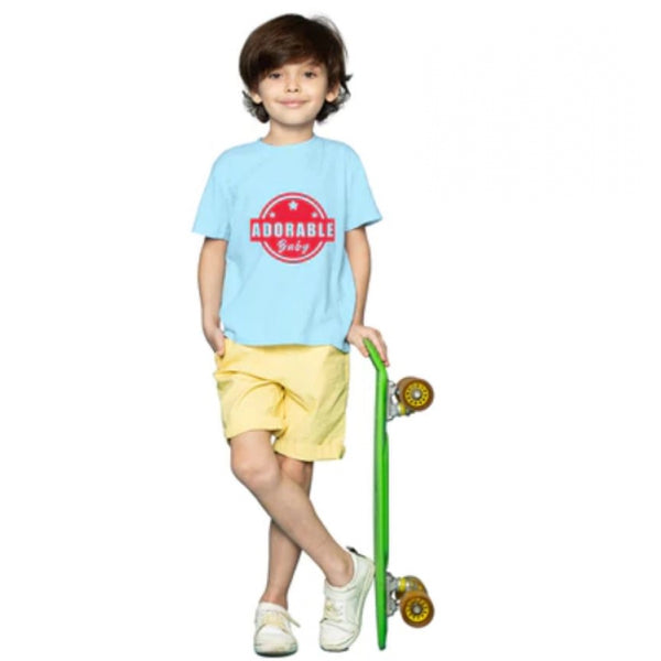 Generic Boys Cotton Adorable Baby Half Sleeve TShirt (Sky Blue)