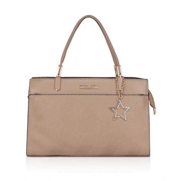 Generic Women's Faux Leather Textured Adjustable Long Belt Handbag (Khaki)