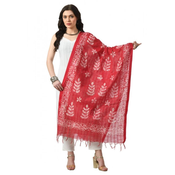 Generic Women's Cotton Printed Dupatta (Rani, Length: Free Size)