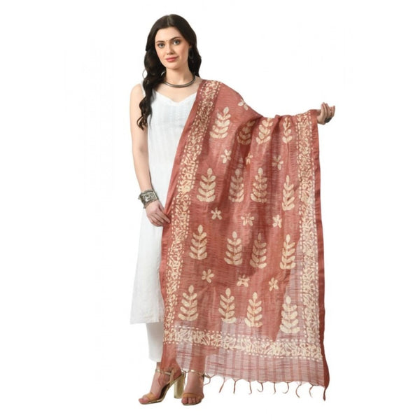 Generic Women's Cotton Printed Dupatta (Brown, Length: Free Size)