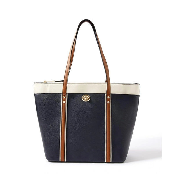Generic Women's Faux Leather Large Shoulder Zipper Handbag (Dark Blue)