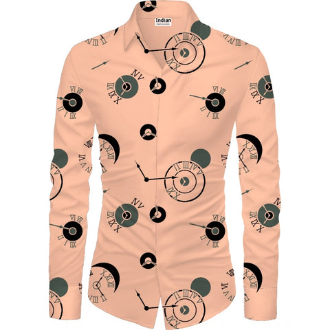 Generic Men's Casual Floral Printed Cotton Blend Unstitched Shirt Fabric 1.6 Mtrs (Orange)